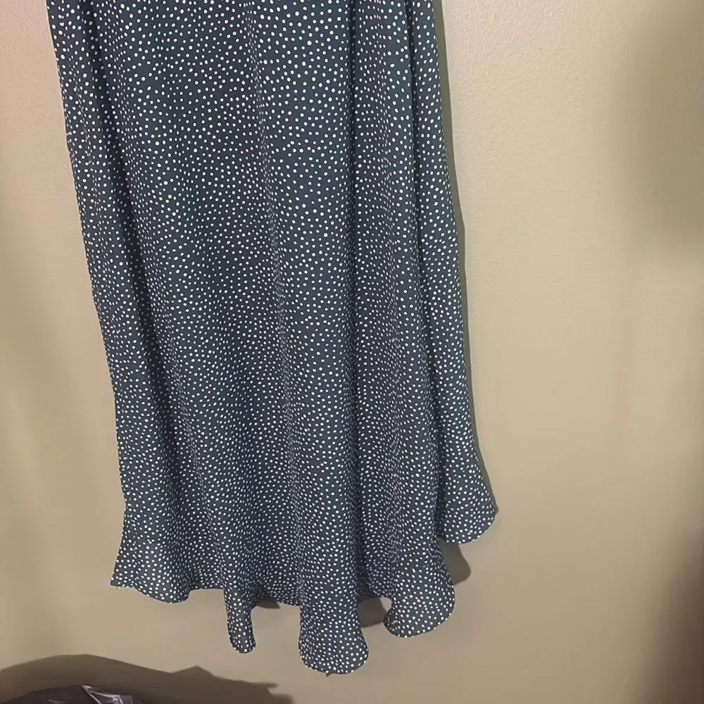 NWT Lulus Mystified Forest Green Polka Dot High-Low Wrap Dress Sz XS - Picture 10 of 10
